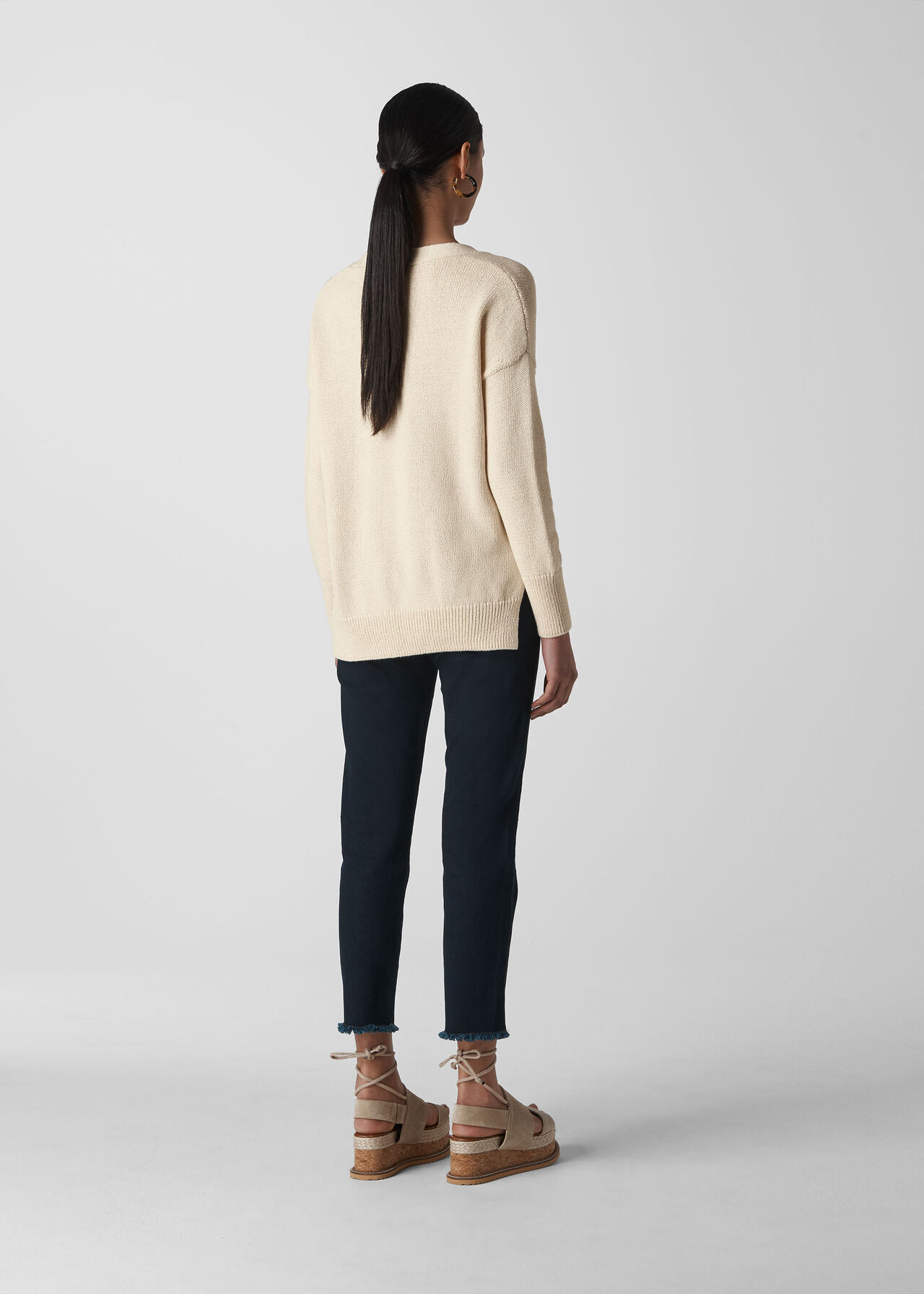 Button Detail Rib Knit Neutral