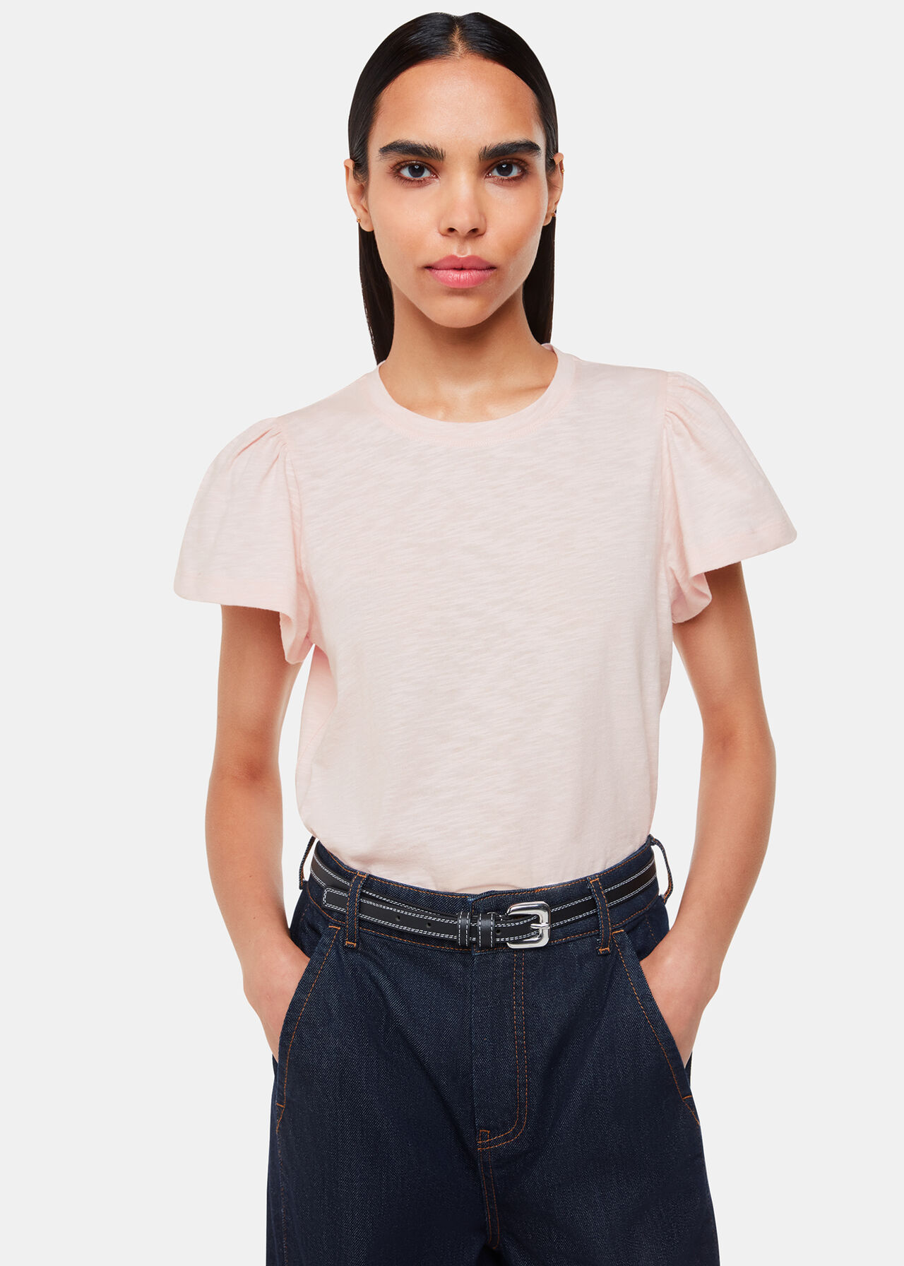 Whistles Cotton Frill Sleeve T Shirt Whistles Cotton Frill Sleeve T Shirt