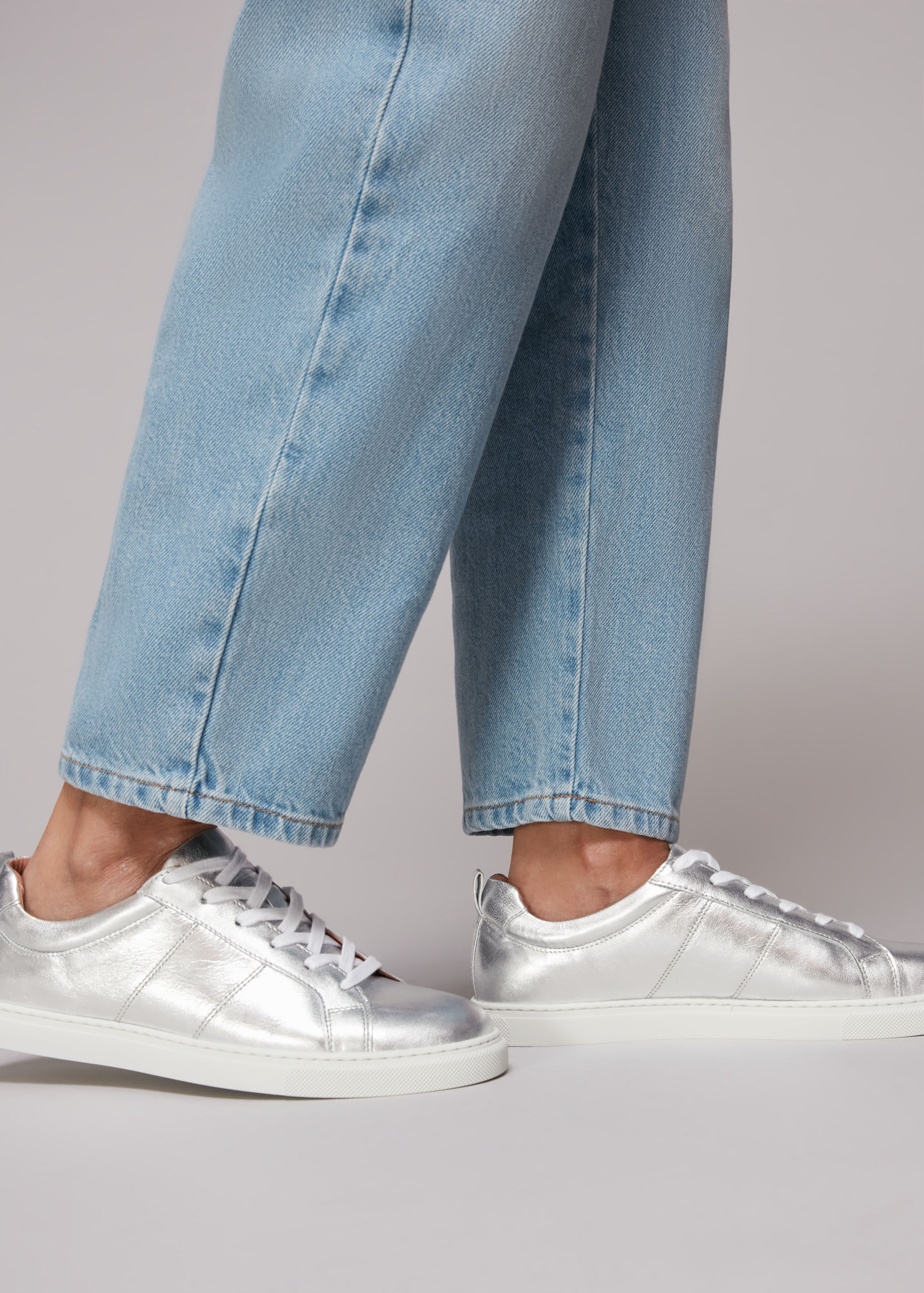 Silver trainer shoes store