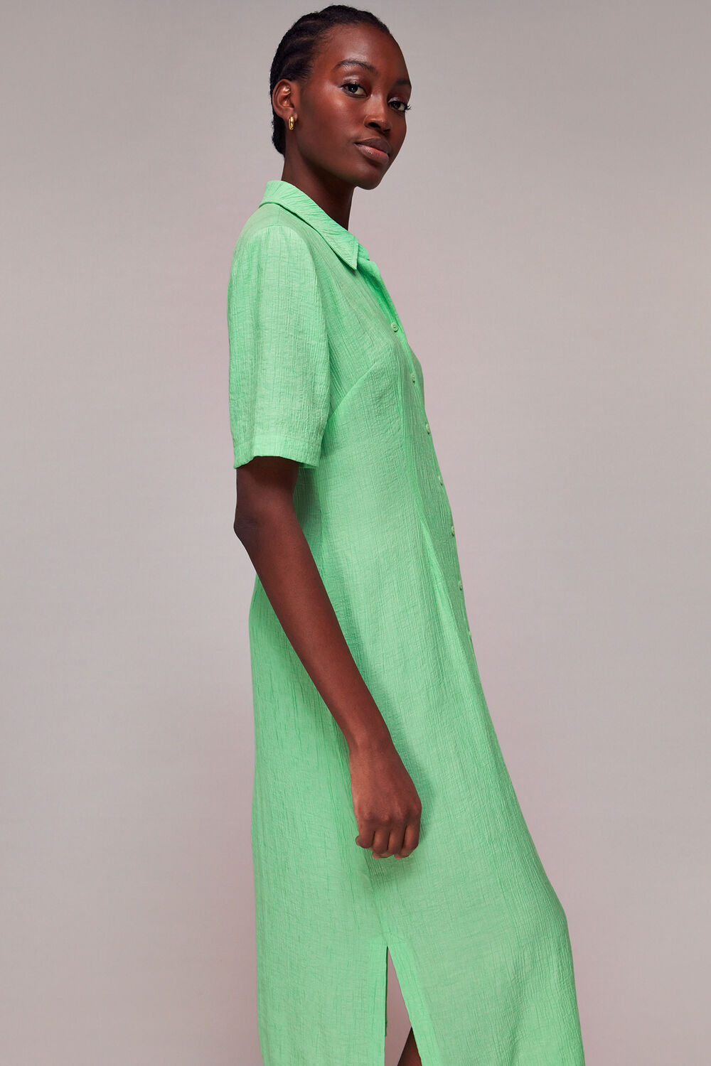 Millie Plisse Shirt Dress