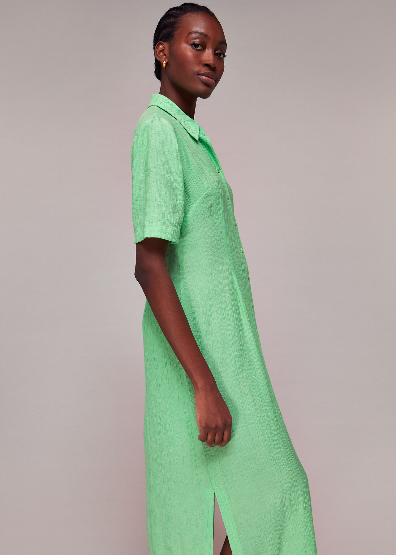 Millie Plisse Shirt Dress