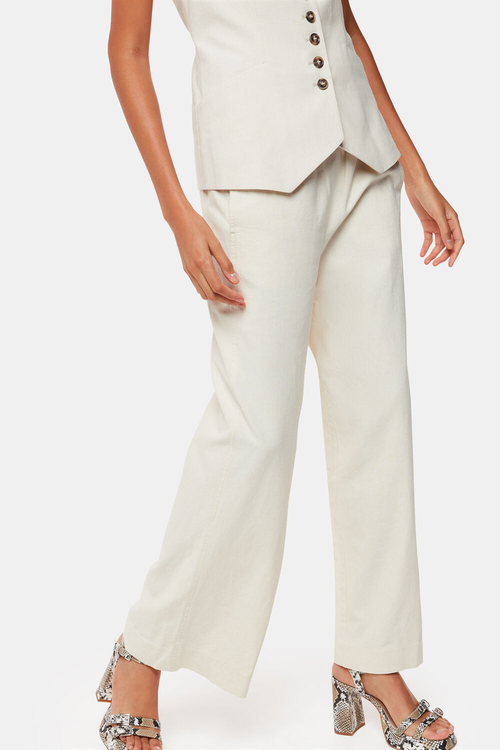 Oatmeal Lindsey Linen Blend Trouser