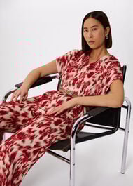 Blurred Floral Tie Jumpsuit