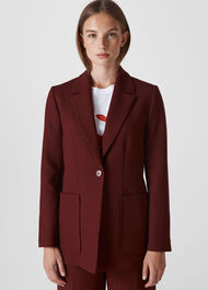 Relaxed Patch Pocket Jacket Burgundy