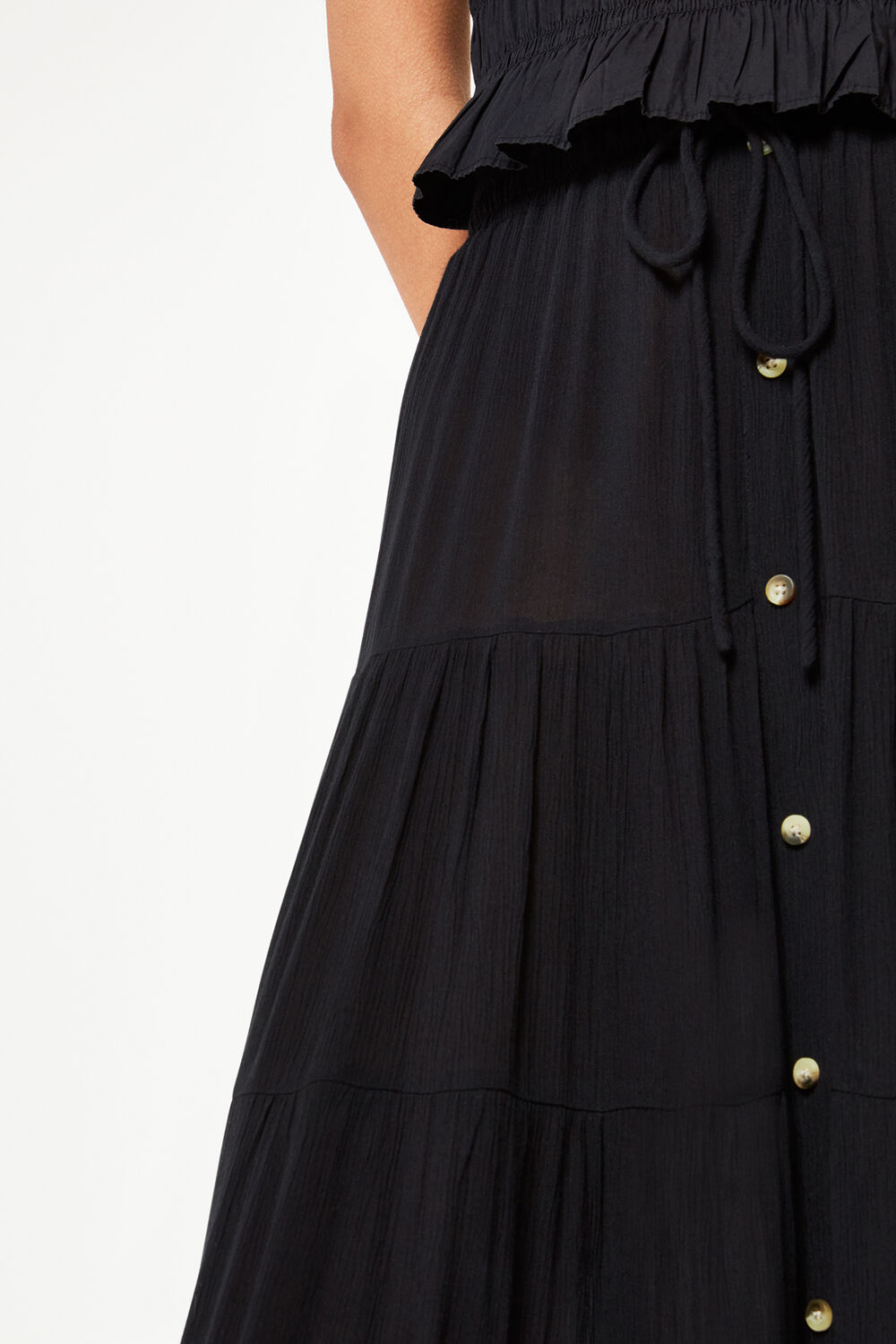 Button Front Crinkle Skirt