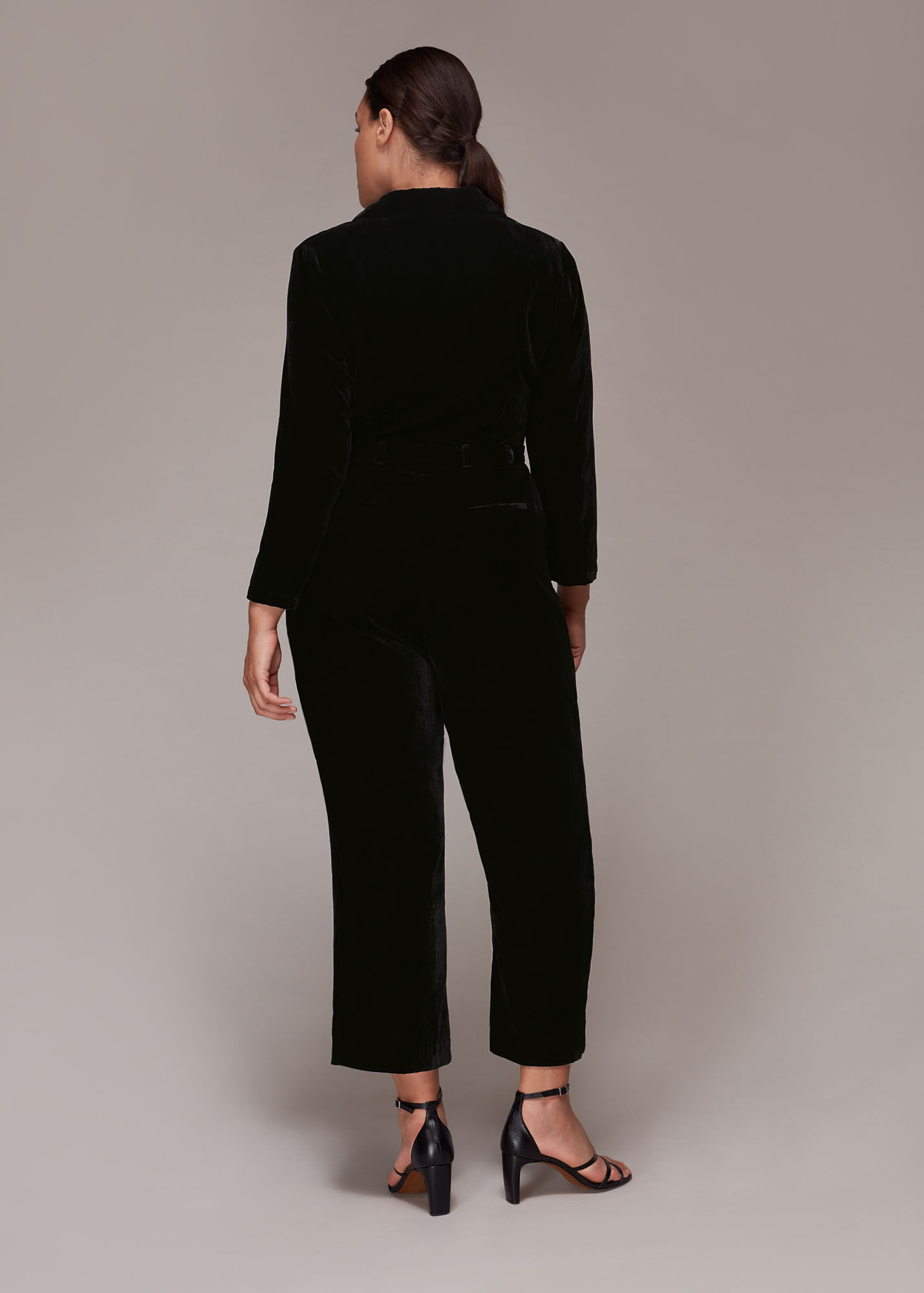 Black Avery Velvet Jumpsuit WHISTLES Whistles