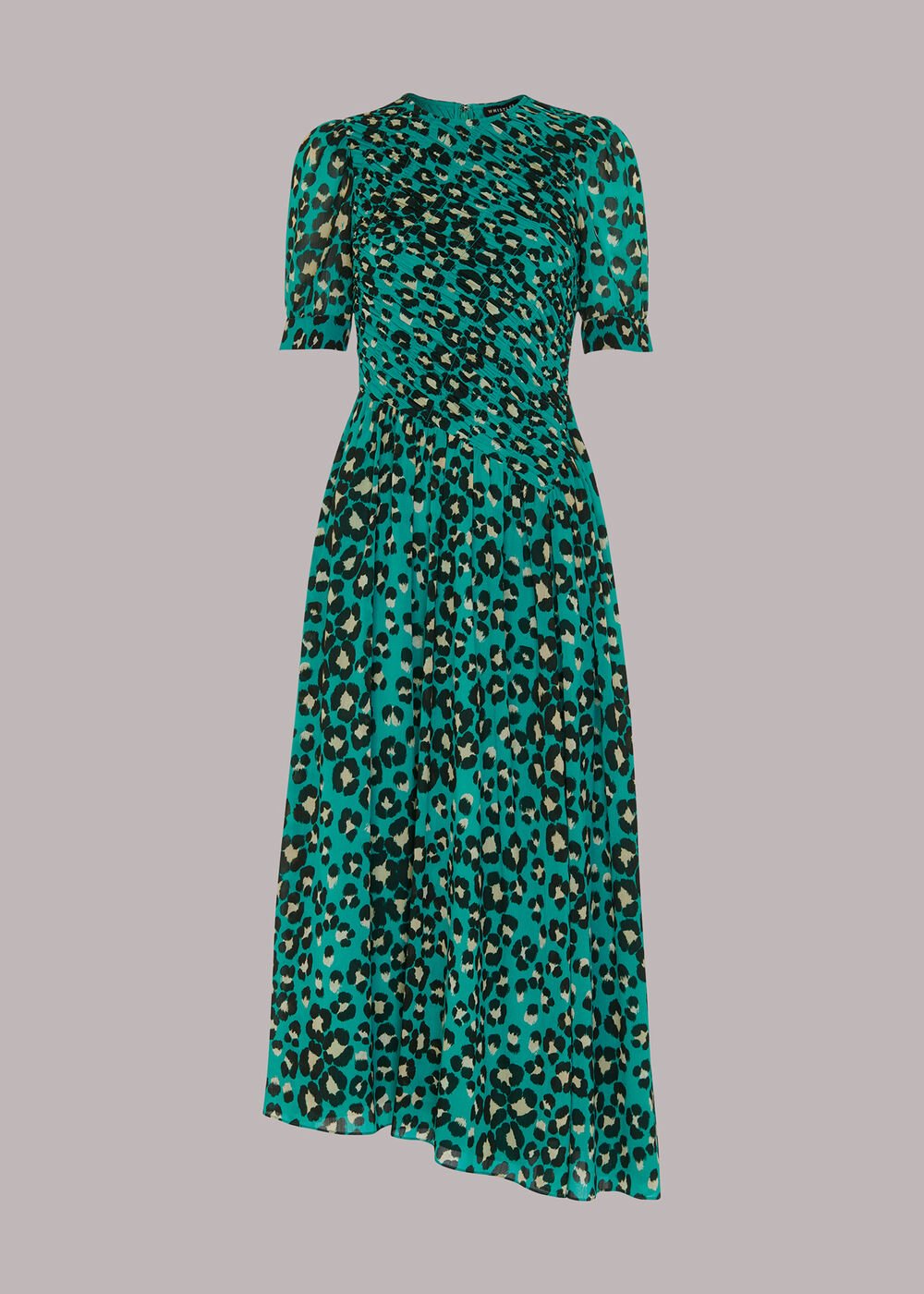 Petite Painted Leopard Shirred Dress