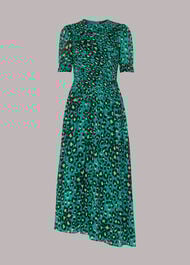 Petite Painted Leopard Shirred Dress