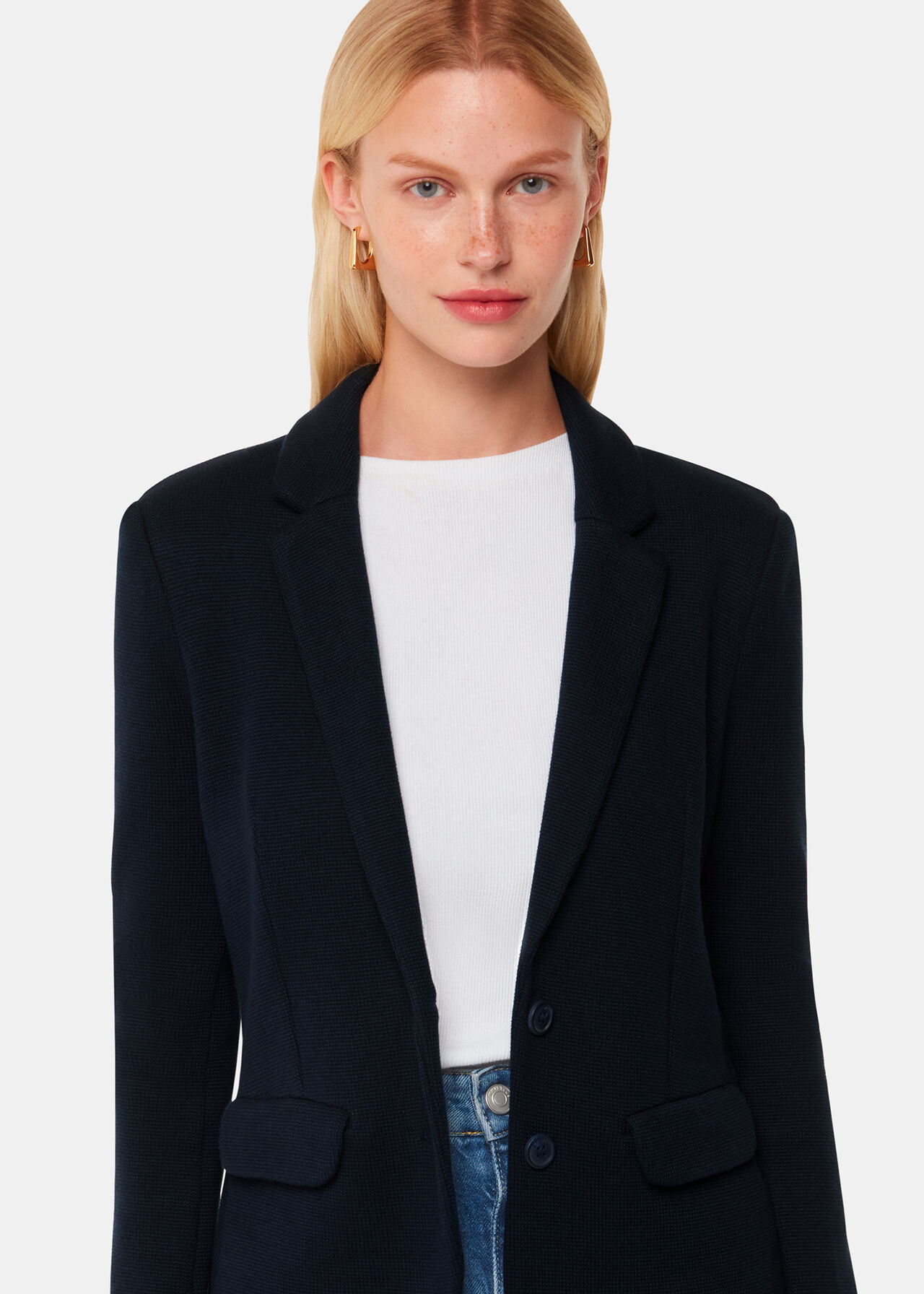 Navy Slim Jersey Jacket WHISTLES Whistles UK