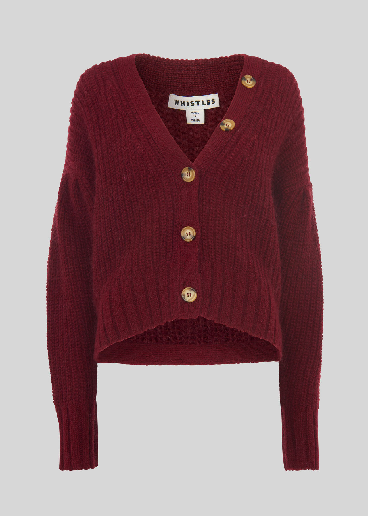 Mohair Cropped Cardigan Burgundy