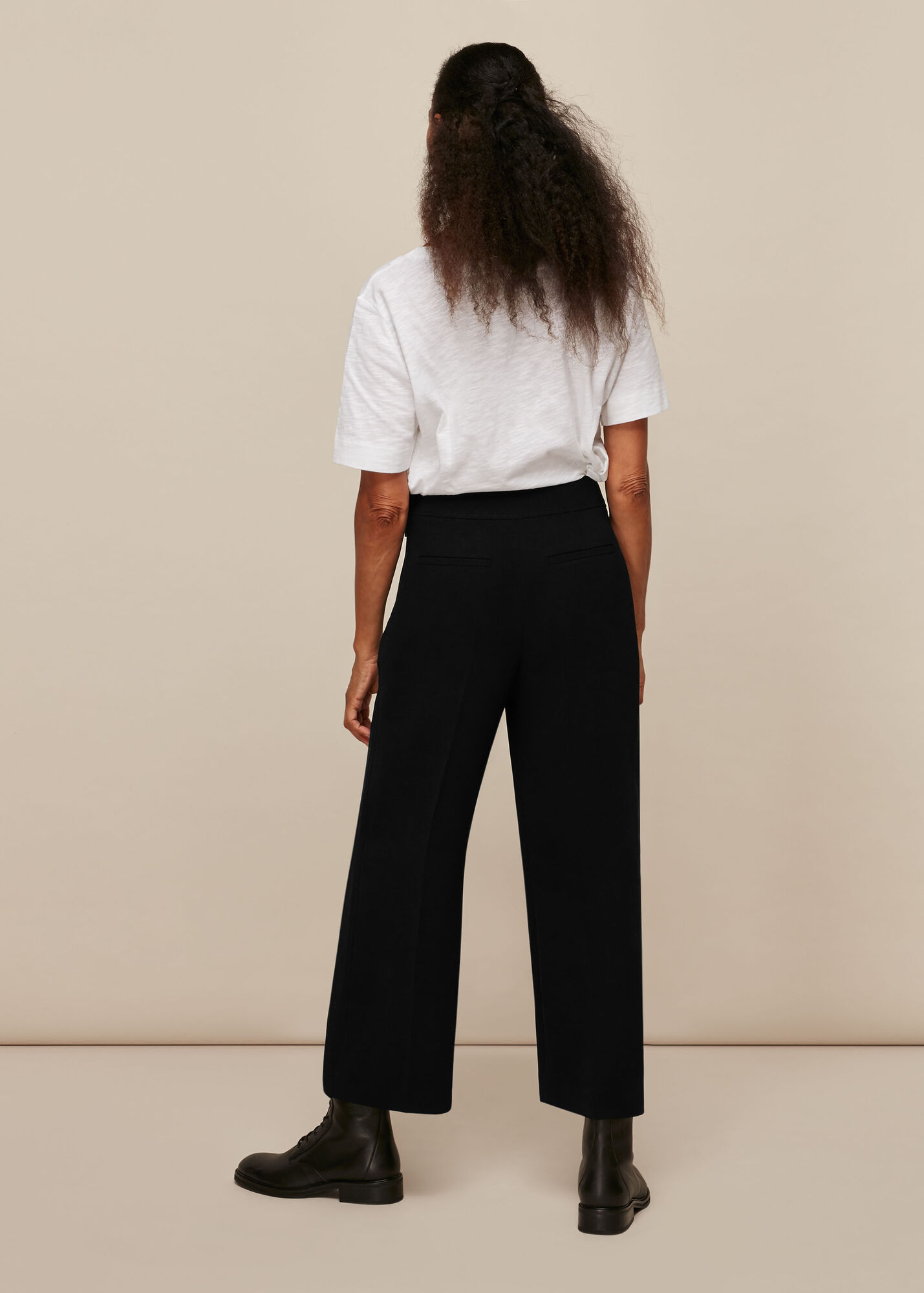Wide Cropped Trouser in Black main image 0