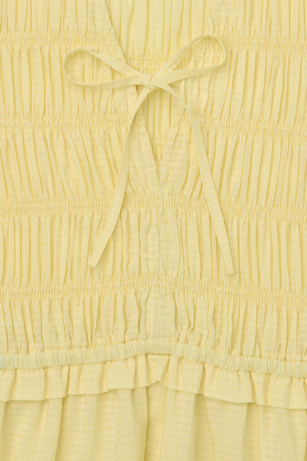 Shirred Bodice V Neck Dress