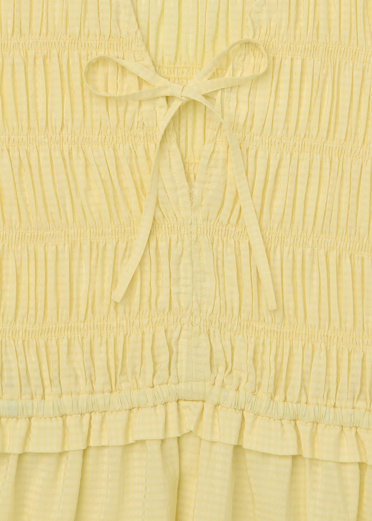 Shirred Bodice V Neck Dress