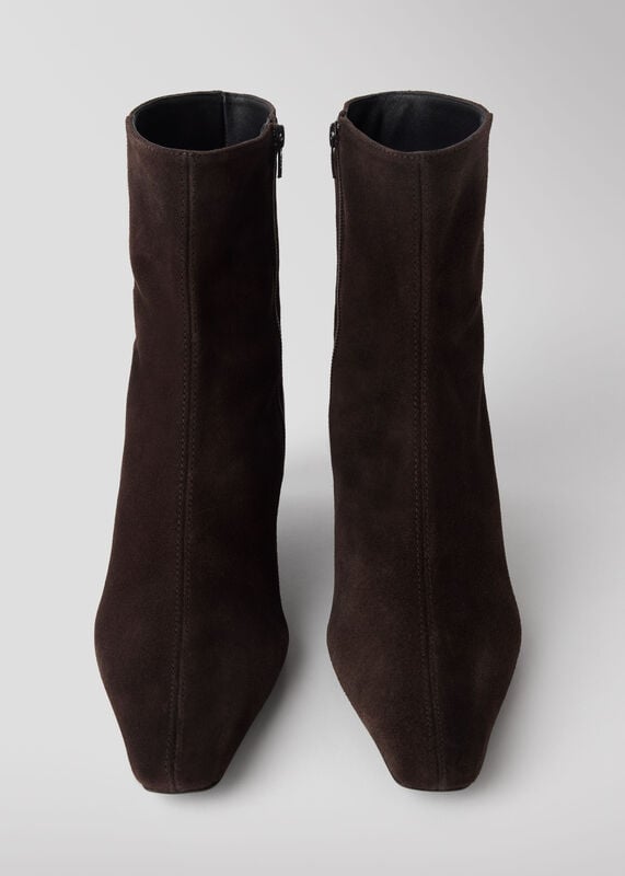 Chocolate Kitten Heel Suede Ankle Boot