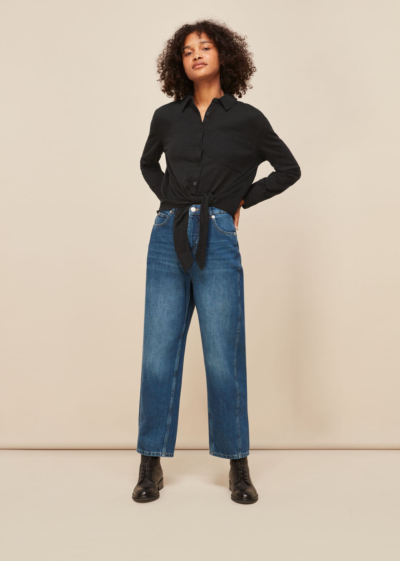Tie Front Button Down Shirt