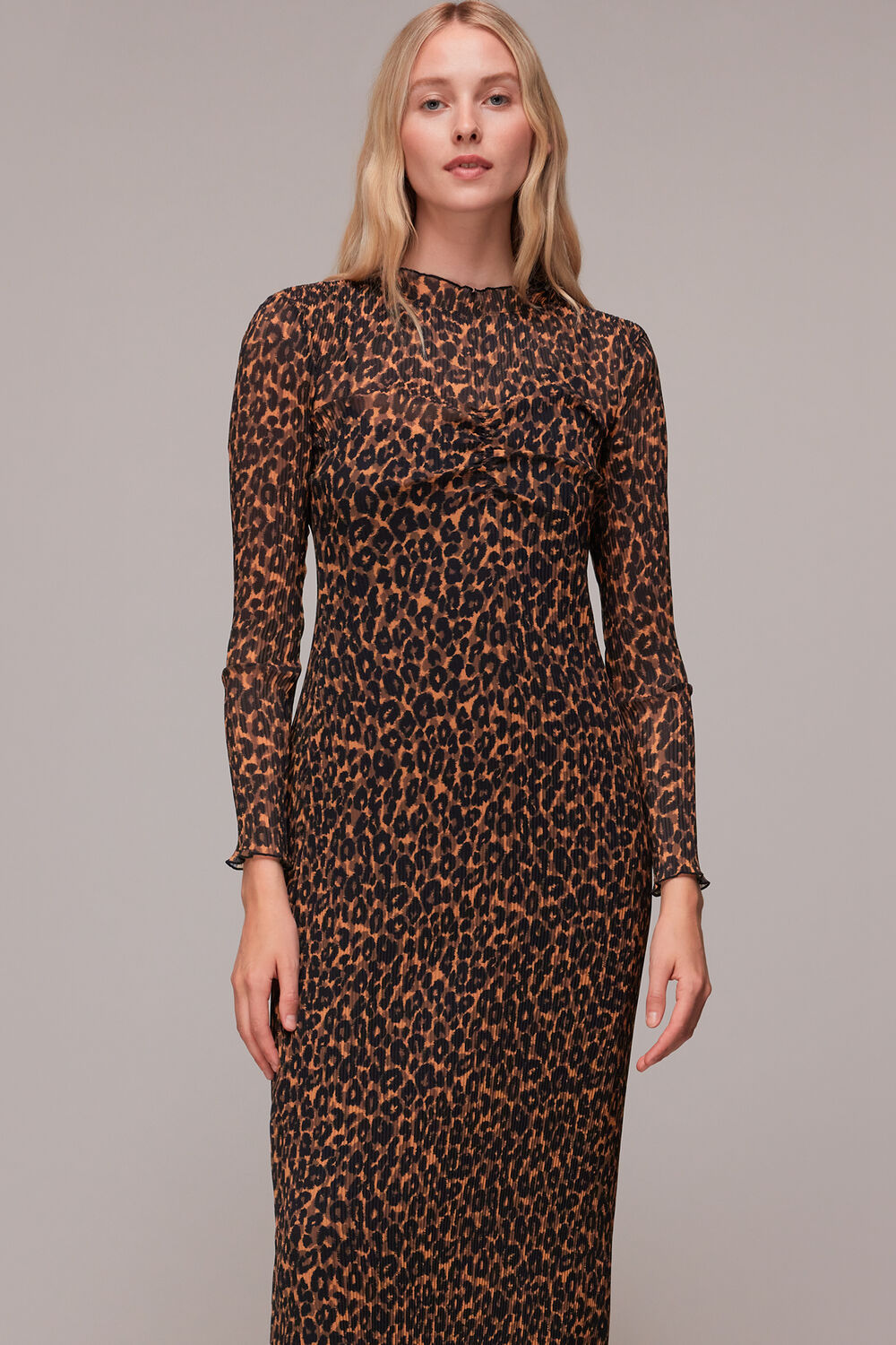 Leopard Plisse Midi Dress