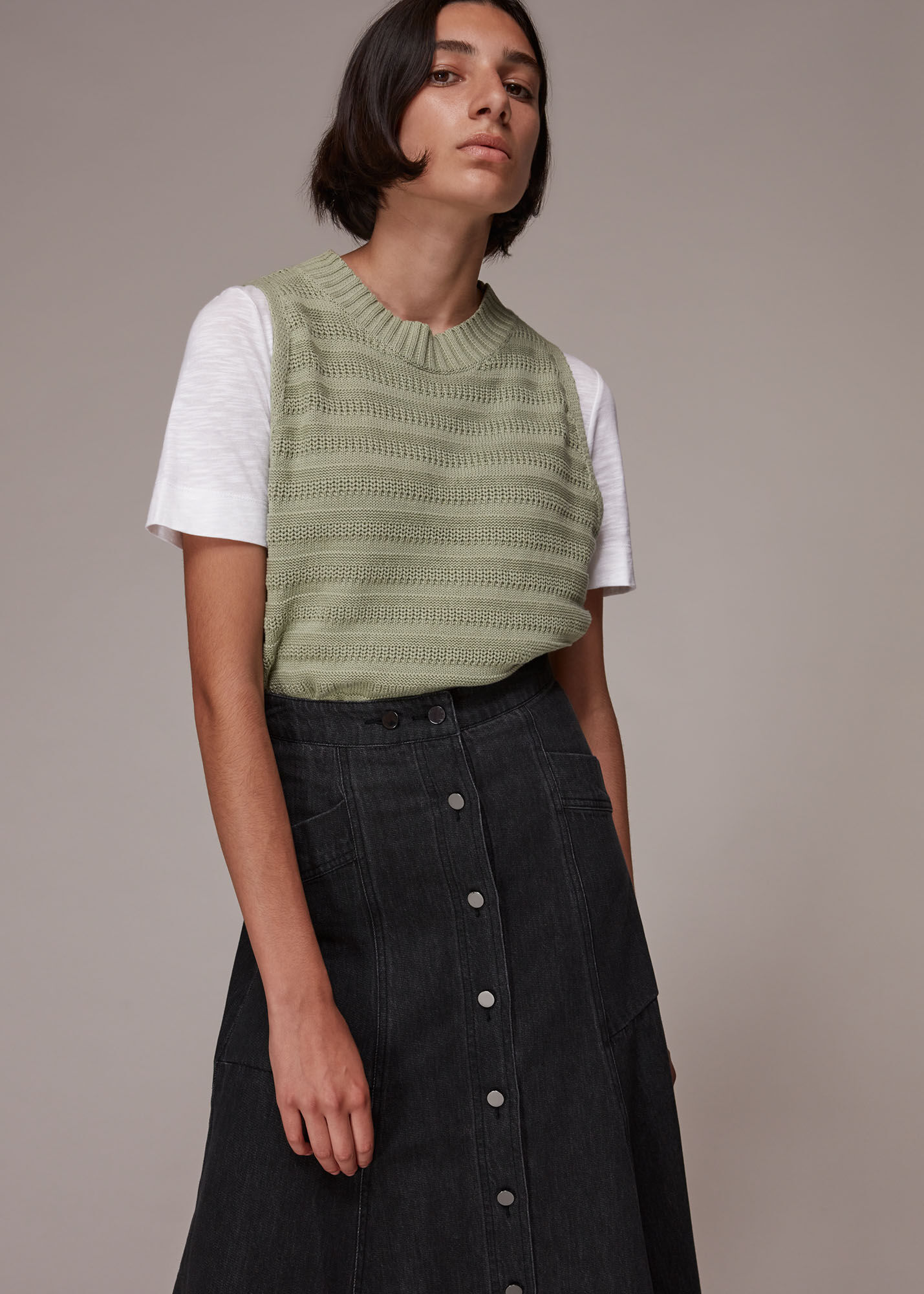 Black Julia Flare Denim Skirt WHISTLES Whistles UK