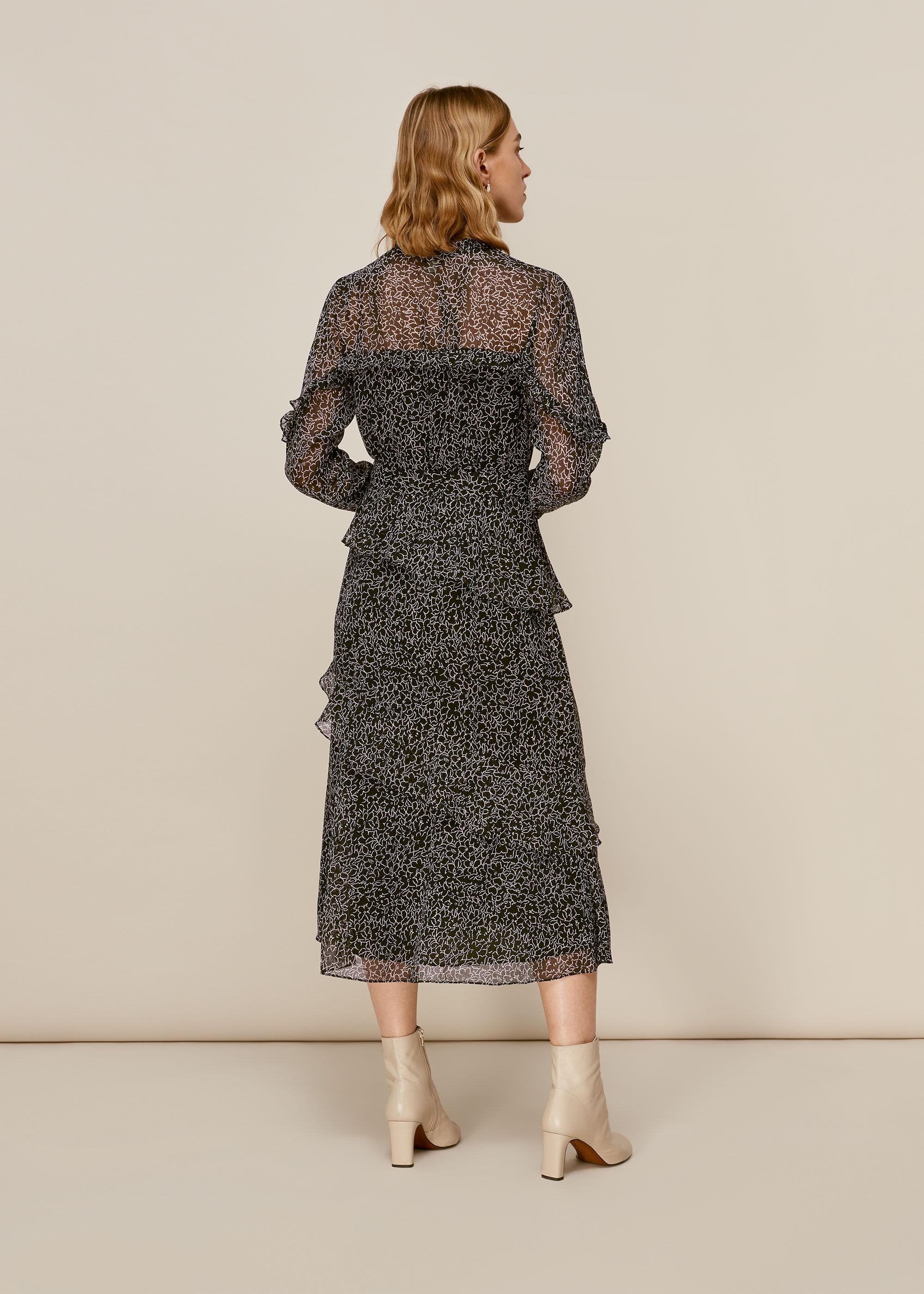 Macy's black floral dress best sale