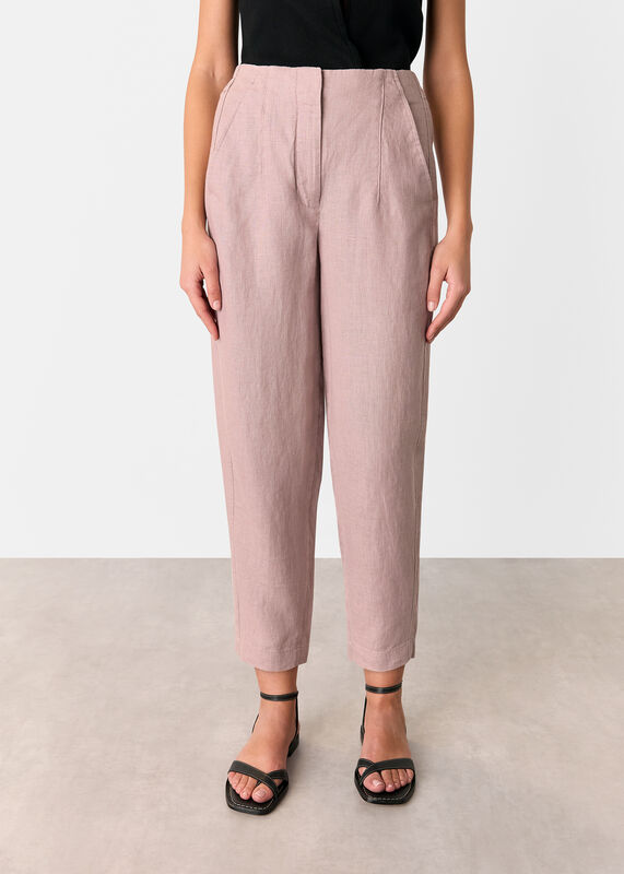 Dusty Pink Linen Barrel Leg Trouser
