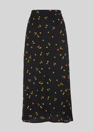 Micro Floral Longline Skirt Black/Multi