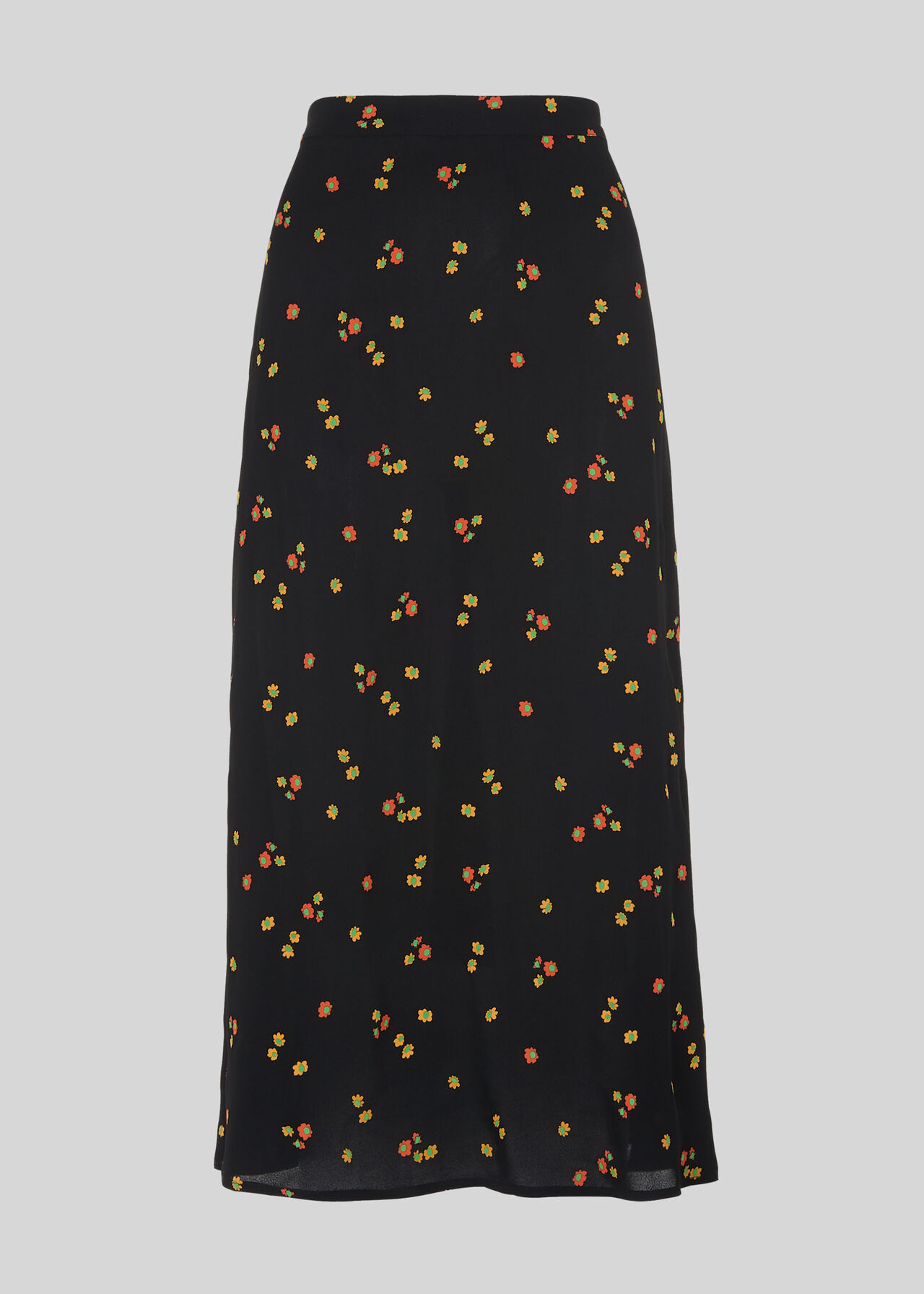 Micro Floral Longline Skirt Black/Multi