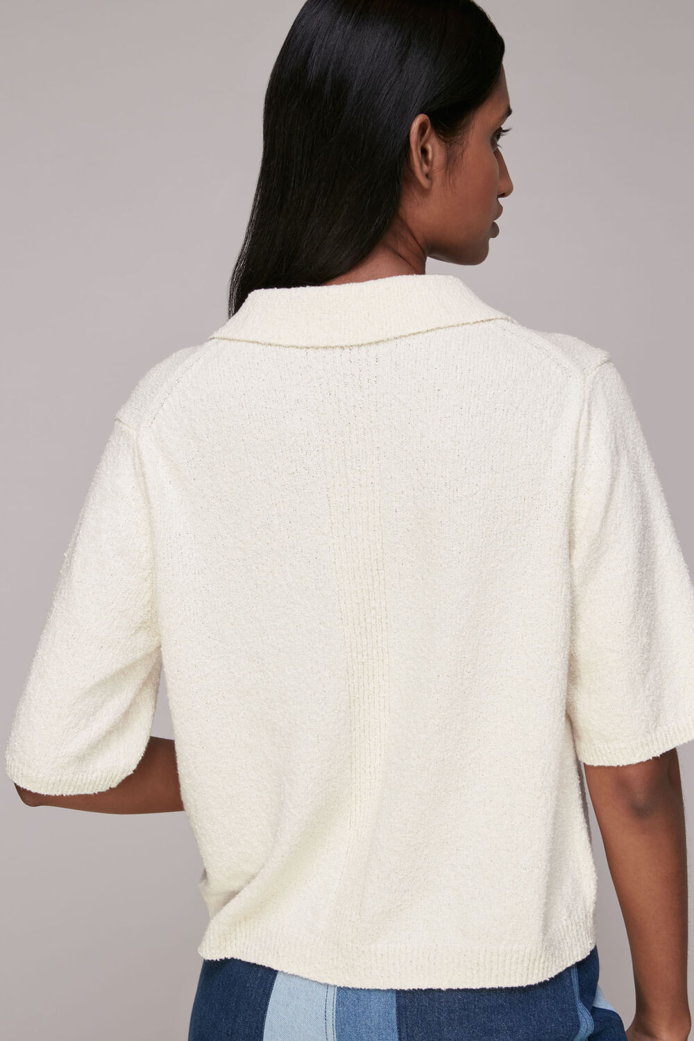 Short Button Front Polo Knit