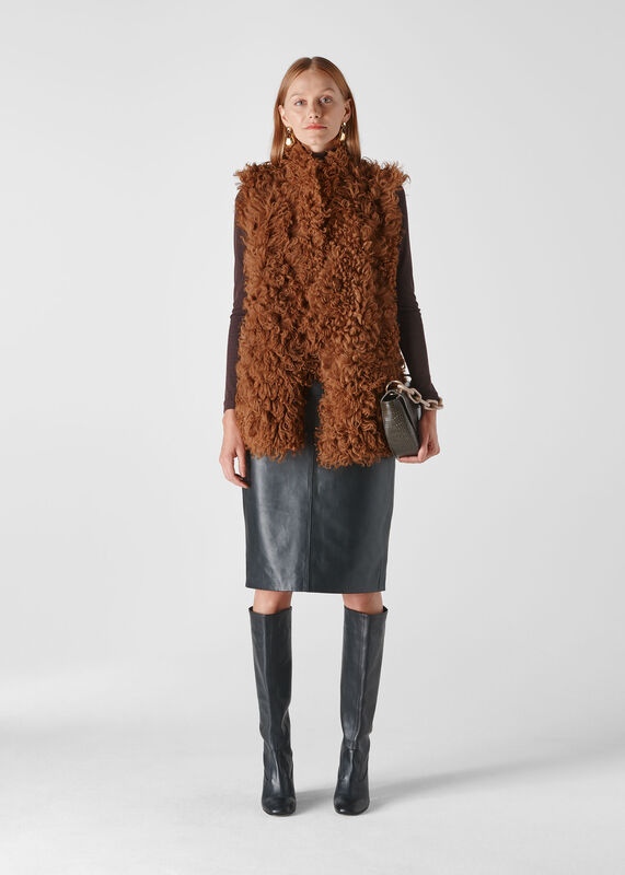 Longline Curly Sheepskin Gilet