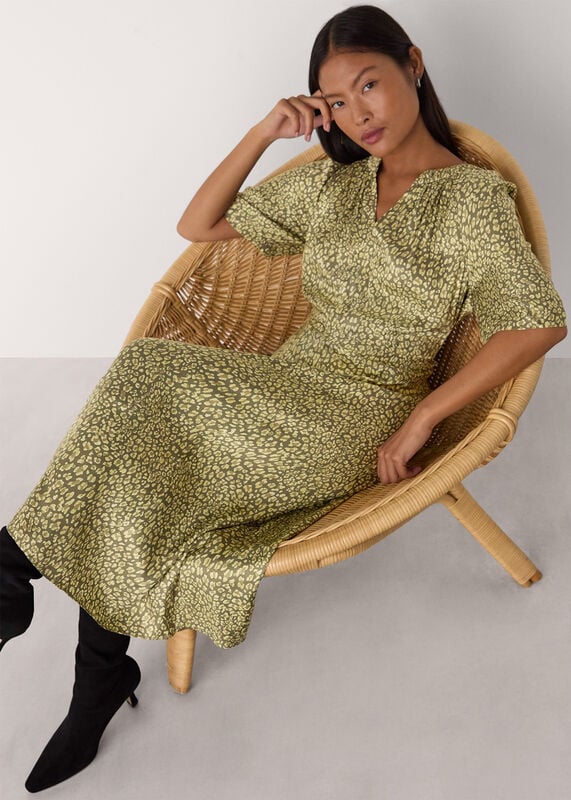 Petite Leopard Viscose Midi Dress