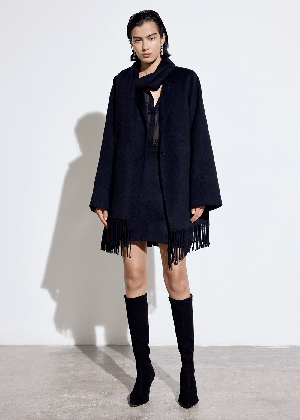 Fringe wool coat outlet