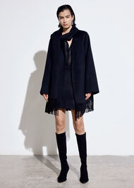 Double Face Wool Fringe Coat