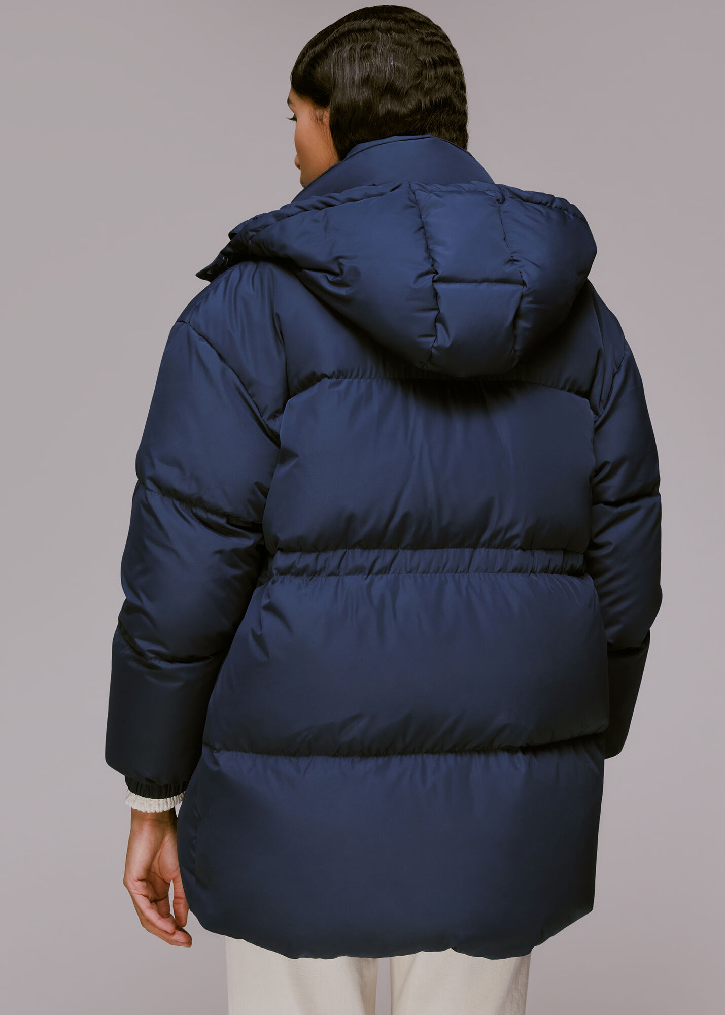 Navy Esme Hooded Down Puffer Coat WHISTLES Whistles US