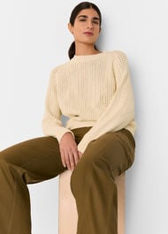 Pointelle Crew Neck Knit