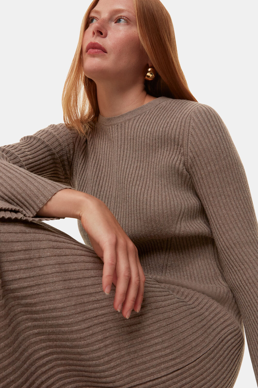 Taupe Willow Ribbed Sweater Dress