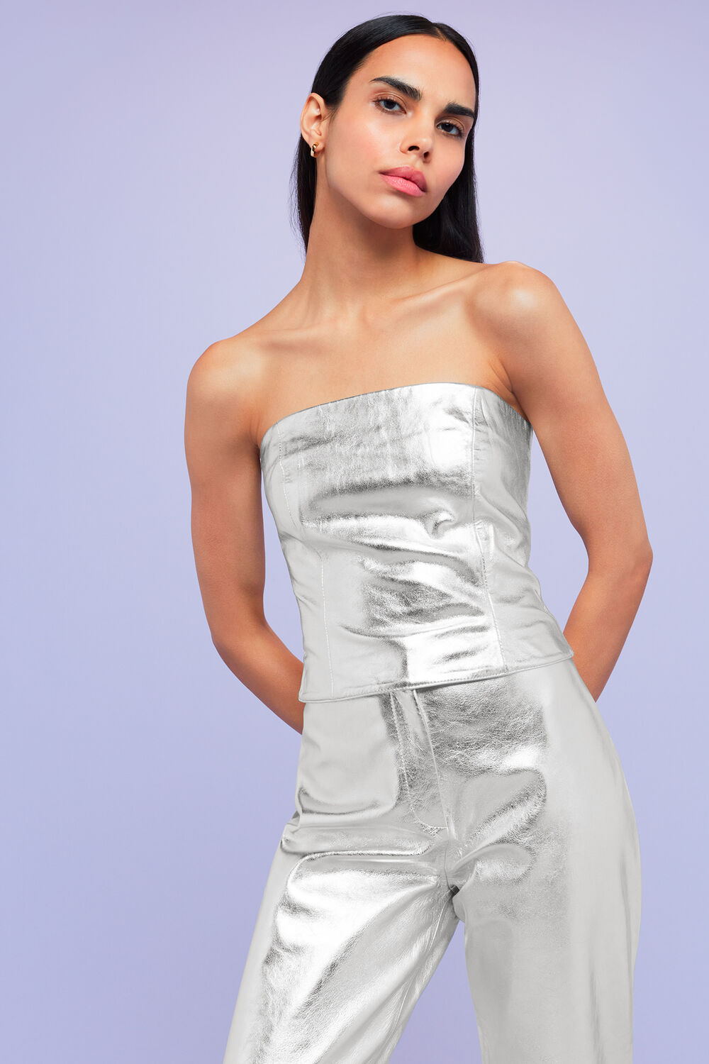Cosmo Leather Bandeau Top