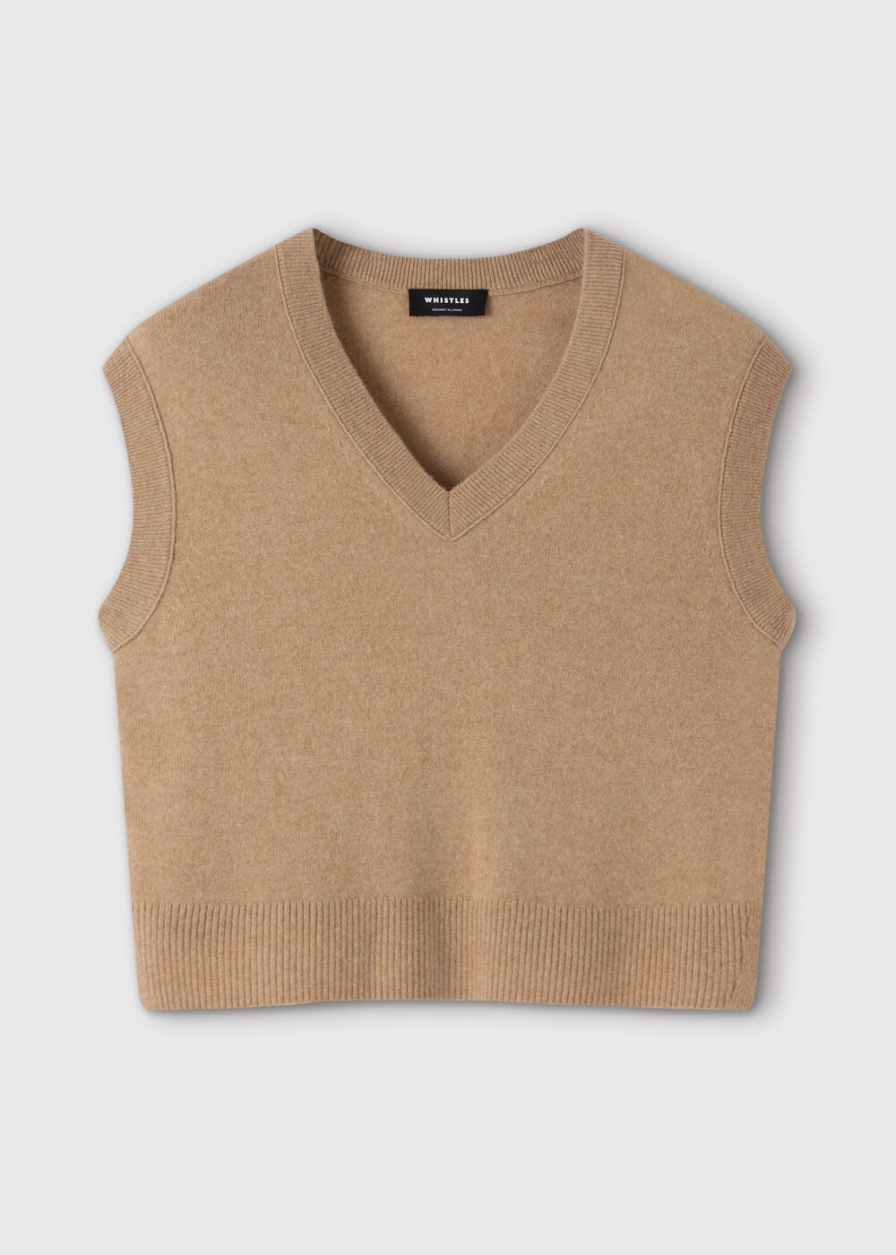 Camel Cashmere V Neck Tank