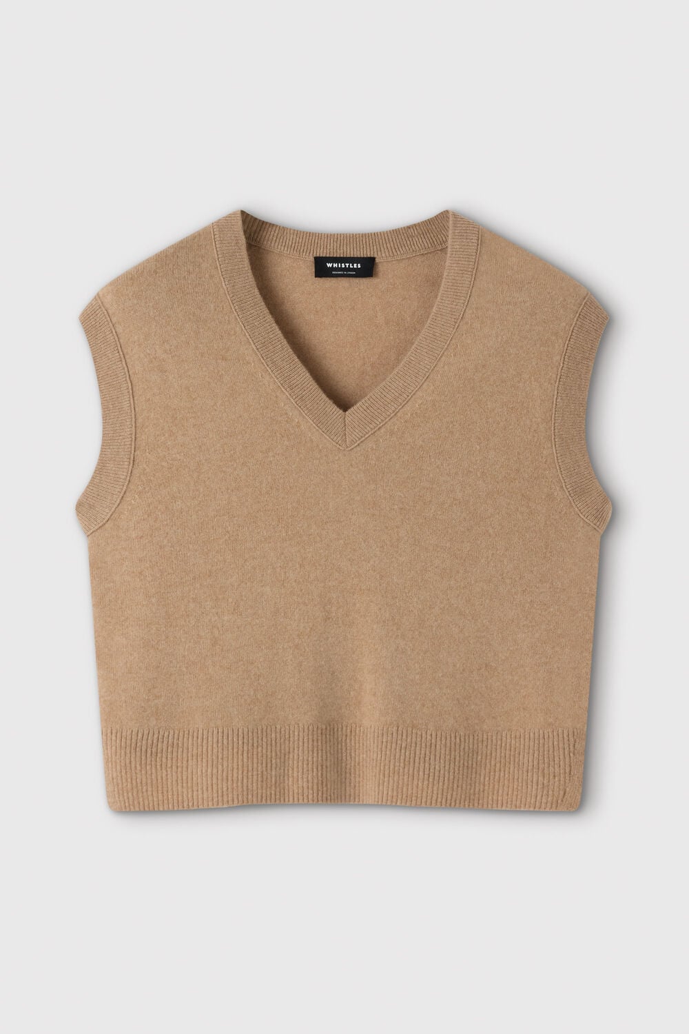 Camel Cashmere V Neck Tank