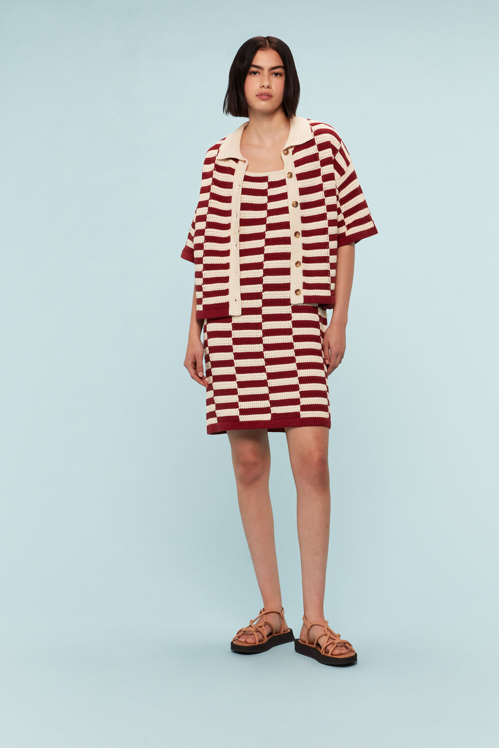 Crochet Stepped Stripe Dress