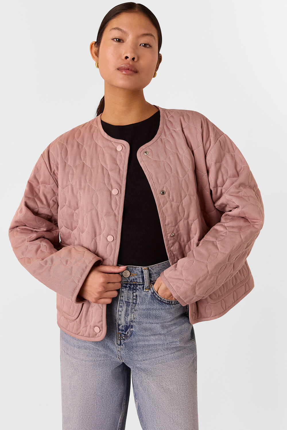 Dusty Pink Petite Maya Cotton Quilted Jacket
