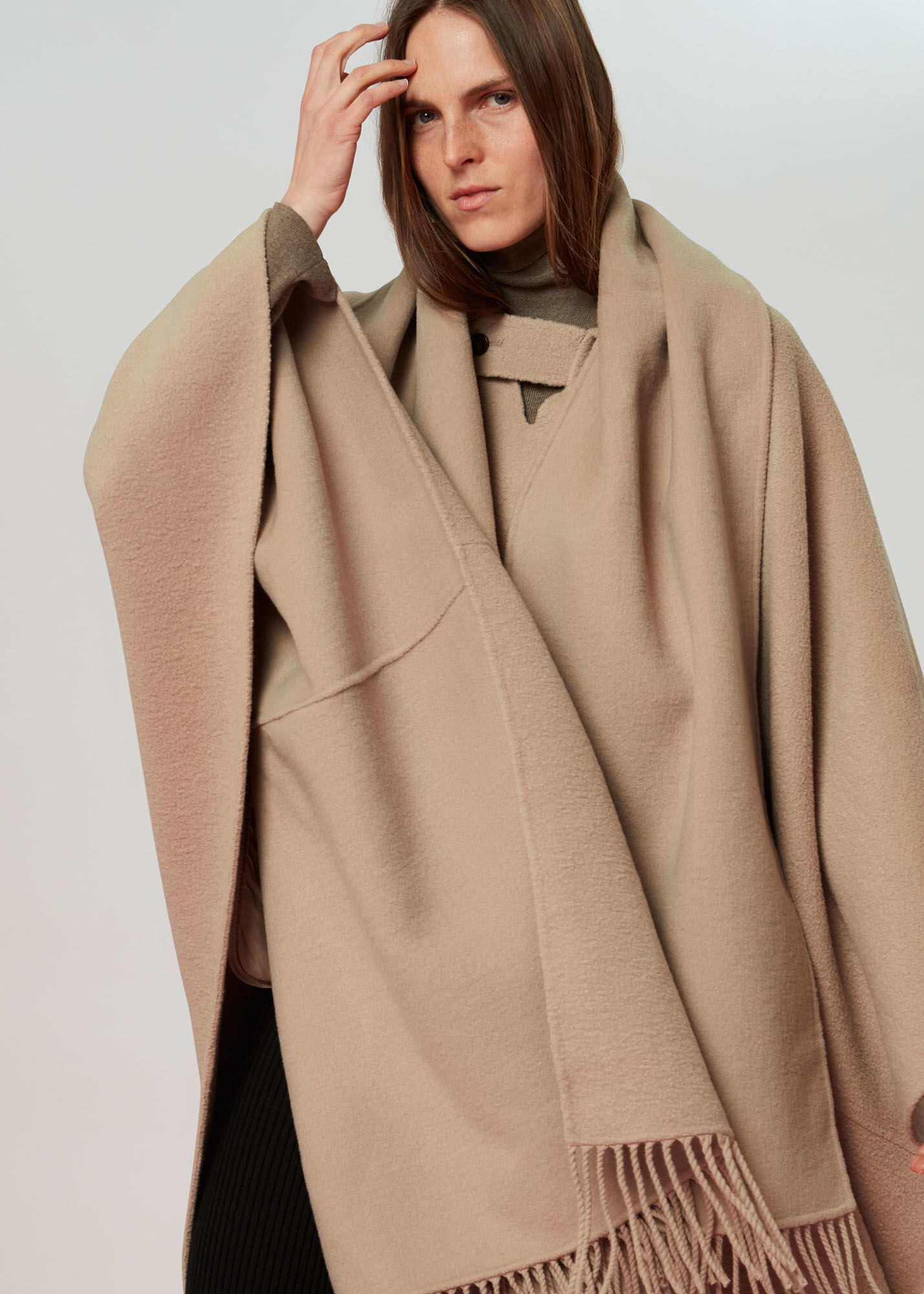 Neutral Wrap Fringe Coat WHISTLES Whistles UK