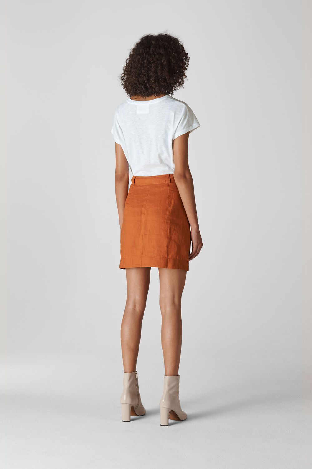 Linen Pocket A Line Skirt Rust