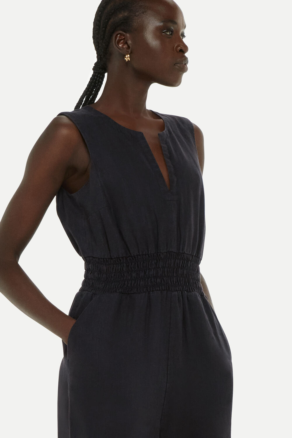 Black Petite Danny Linen Jumpsuit