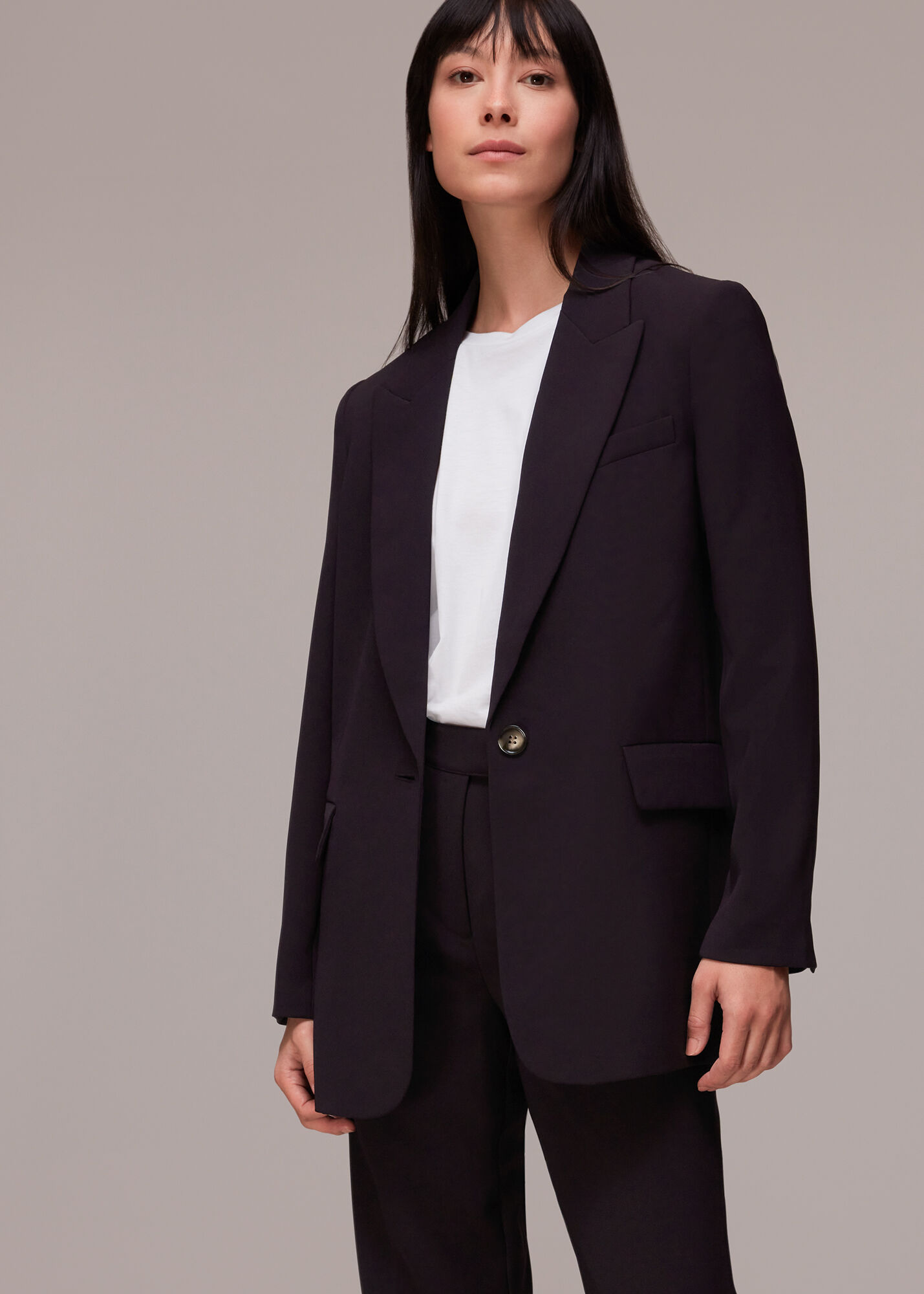 Aubergine Crepe Boyfriend Blazer WHISTLES