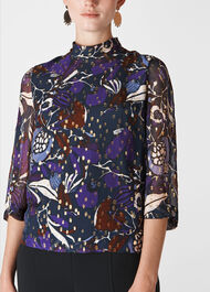 Montrose Dobby Silk Mix Top Purple/Multi