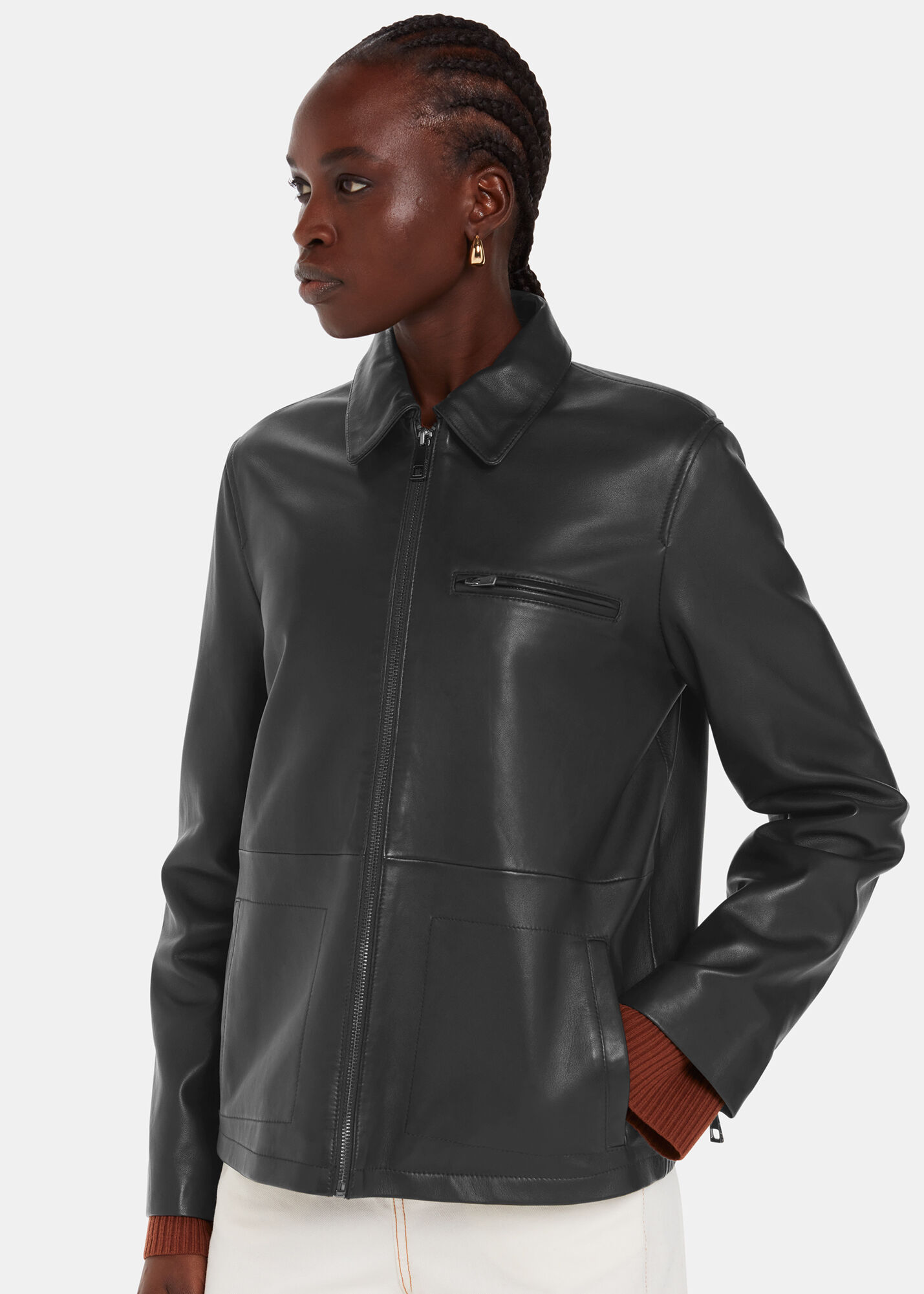 Whistles rose cheap crop leather jacket