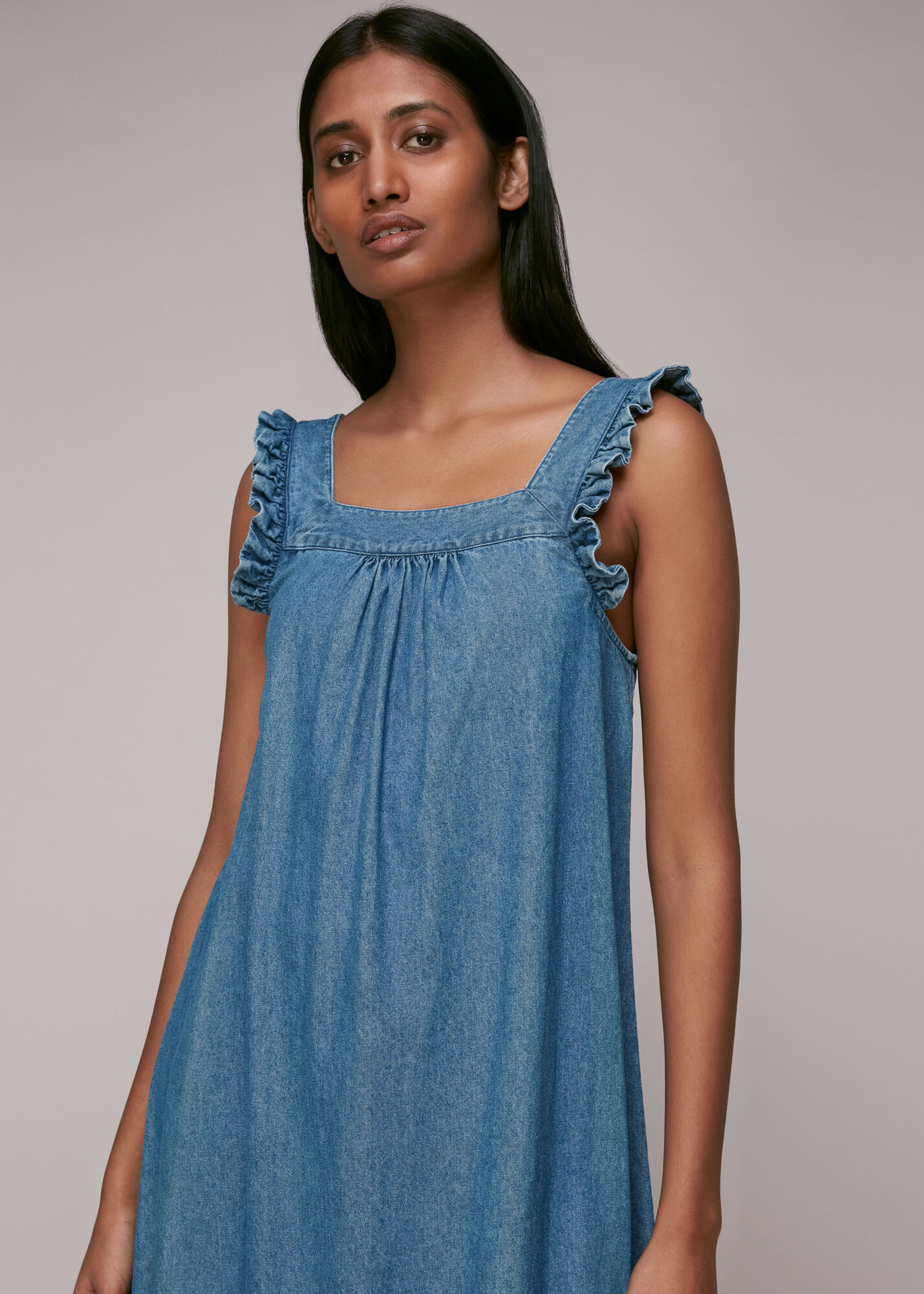 Denim Chambray Trapeze Dress WHISTLES