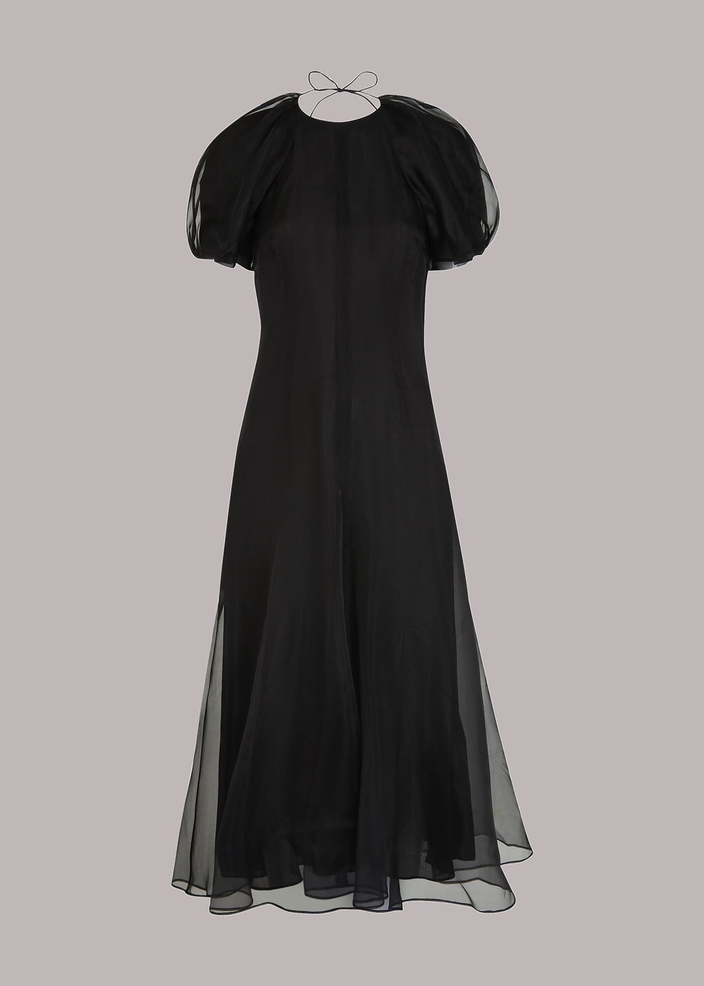 Black Organza Puff Sleeve Dress | WHISTLES | Whistles UK |