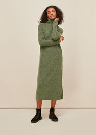 Flecked Wool Knit Midi Dress