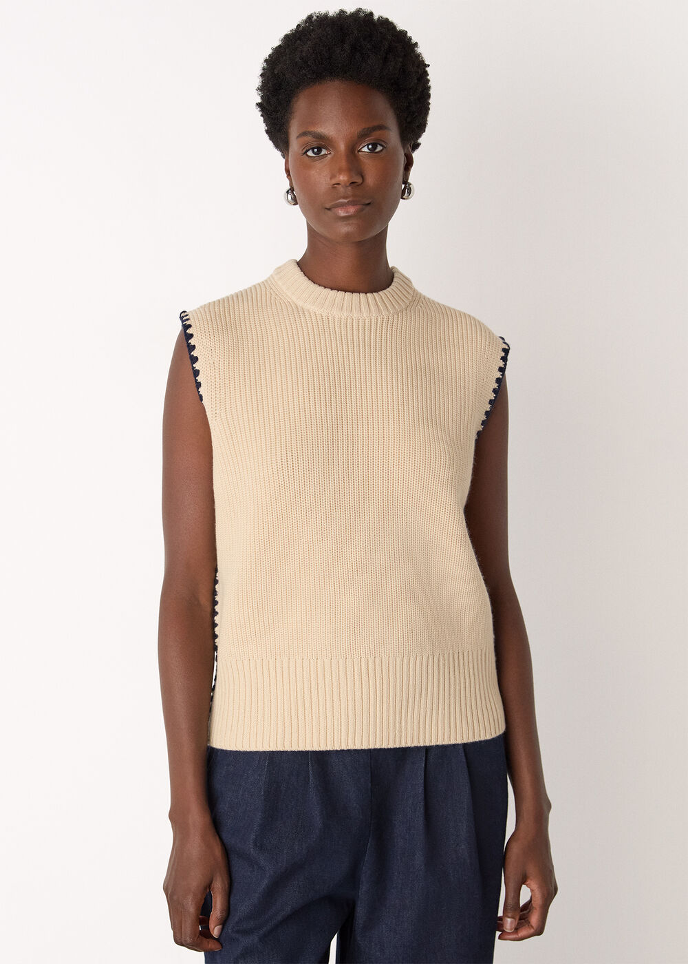 Blanket Stitch Wool Mix Tank