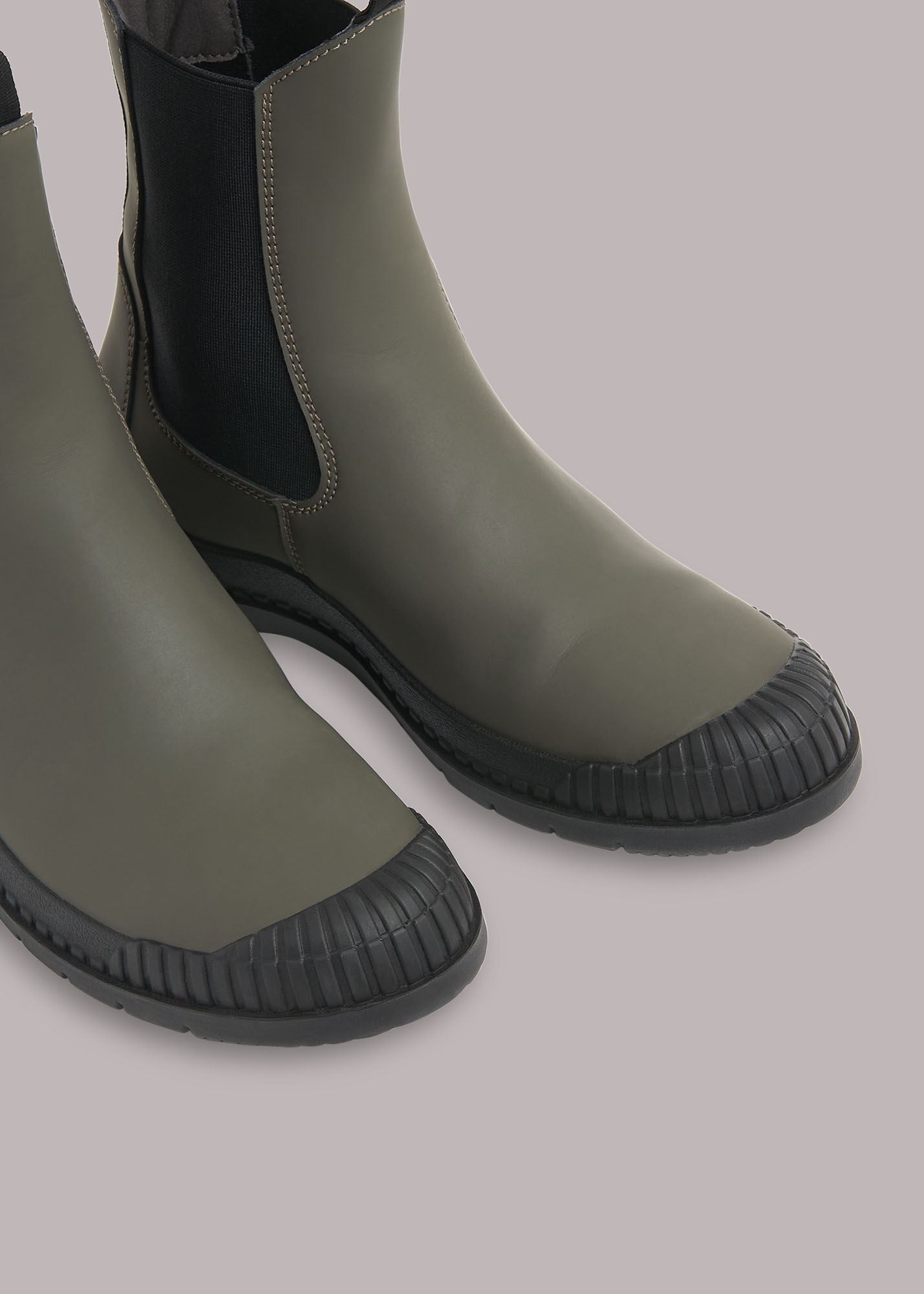 Khaki Denver Rubberised Leather Boot WHISTLES Whistles UK