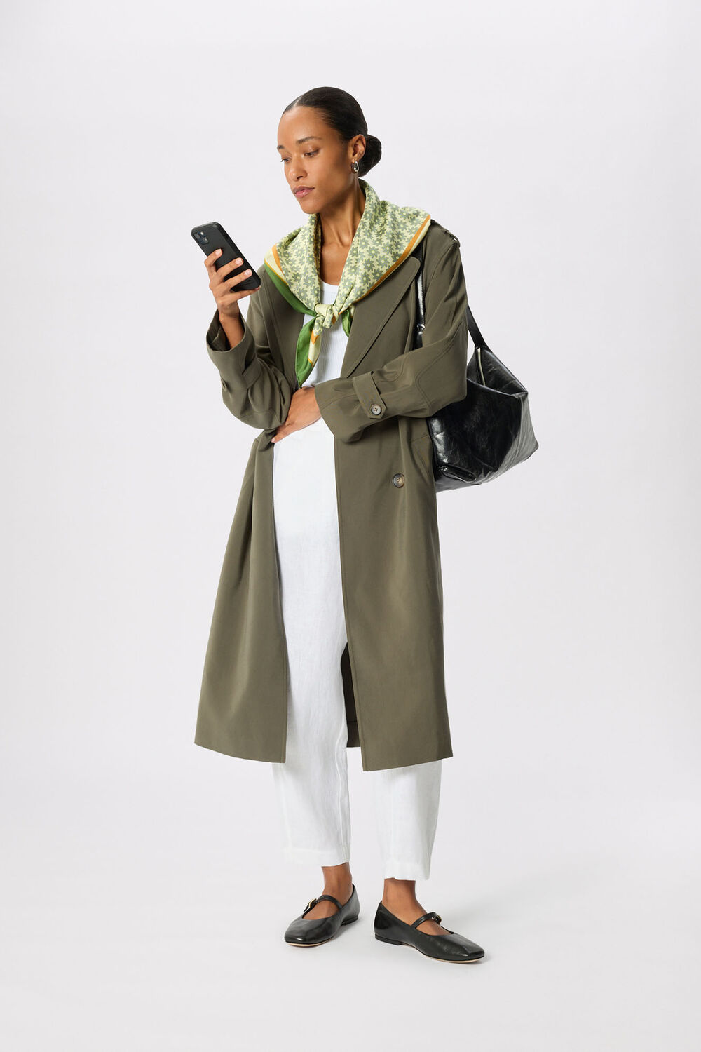 Khaki Petite Riley Trench Coat